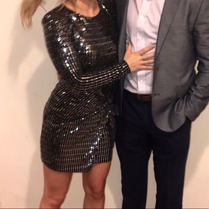 ASTR Metallic Sequin Mini Dress